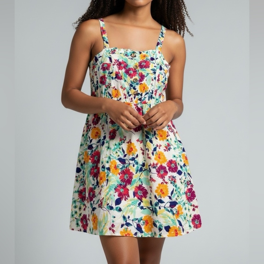 🌸 True Craft Floral Button-Front Sundress – Size 2X | NWT